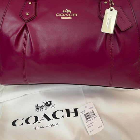 COACH Colette Magenta Leather Satchel, Gold Accents, 2 Hang Tags, Dustbag NWT - Picture 3 of 13